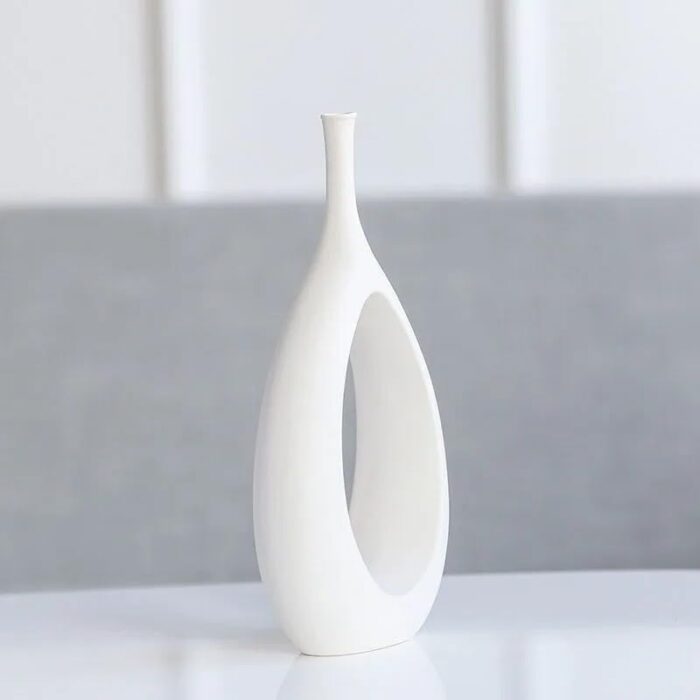 Nordic Modern White and Black Ceramic Vase for Home Decor Desktop Interior Decorative Ceramic Hollow Out Flower Vase - Image 3