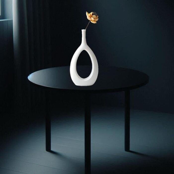 Nordic Modern White and Black Ceramic Vase for Home Decor Desktop Interior Decorative Ceramic Hollow Out Flower Vase - Image 4