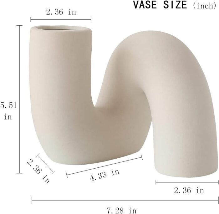 White Ceramic Flower Vase for Decor,Modern Minimalist Abstraction Vases, Centerpieces,Kitchen,Office, Living Room - Image 5