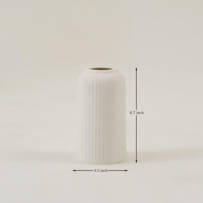 Ribbed Pipe Ceramic Vase, Flower Vase, Pampas Grass Vase, Vase for Money Plant Live Plants, Vase Home Decor Centrepiece Decor for Home, Office, or Gifts VASE - Image 3