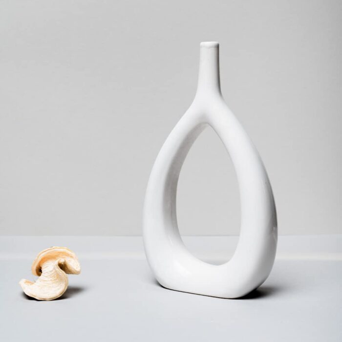 Nordic Modern White and Black Ceramic Vase for Home Decor Desktop Interior Decorative Ceramic Hollow Out Flower Vase - Image 5