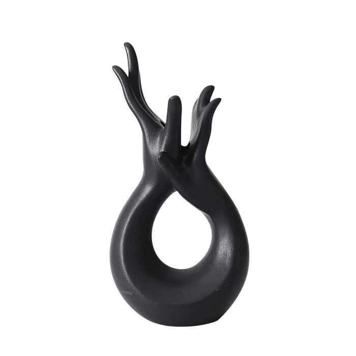 Elegant White Ceramic Hand Sculpture Vase – Modern Abstract Art Decor for Living Room, Office, or Entryway – High-Quality Handmade Centerpiece - Image 6