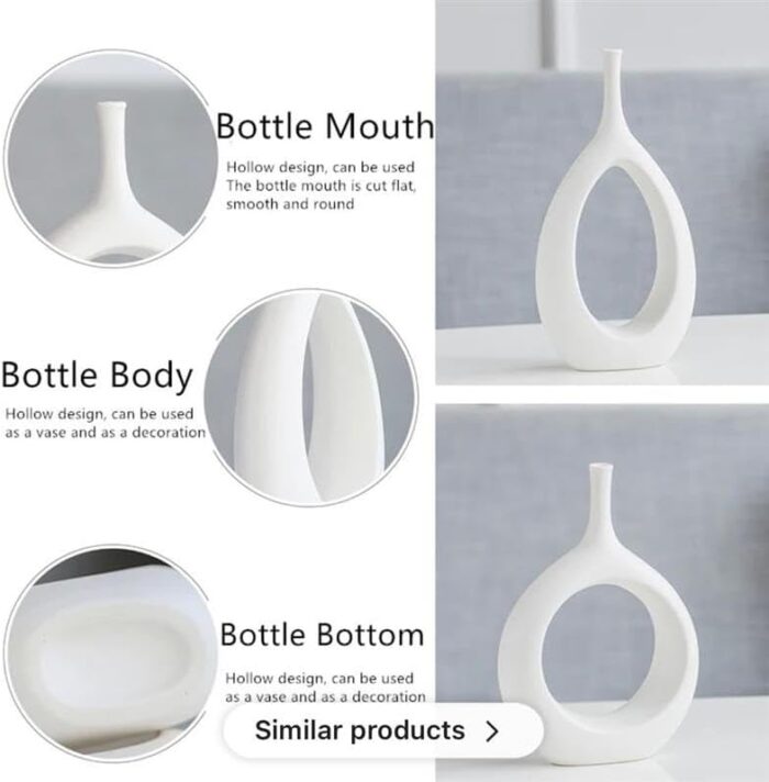 Nordic Modern White and Black Ceramic Vase for Home Decor Desktop Interior Decorative Ceramic Hollow Out Flower Vase - Image 7
