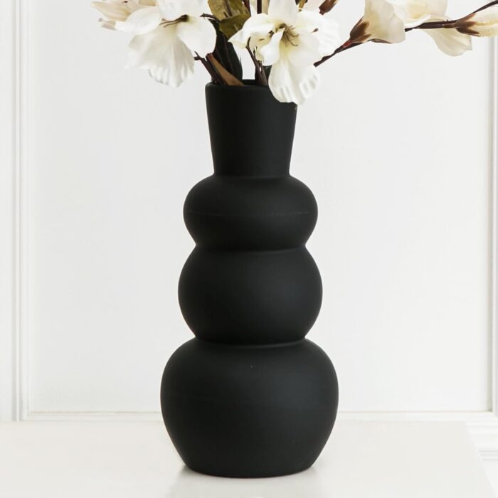 Ceramic Vase, Black Matte Vases for Pampas Grass, Clay Vase in Rubber Paint Vase Minimalist Home Fresh Flowers, Dried Flowers - Image 6