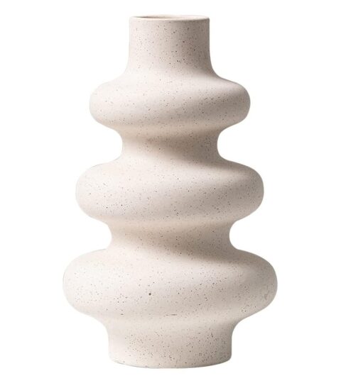 Ceramic Spiral Shape Vase, Modern Round White Home Decor Vases, Matte Decorative Flower Vase for Home
