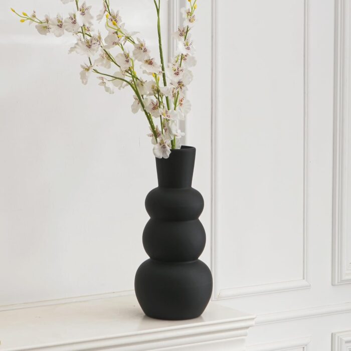 Ceramic Vase, Black Matte Vases for Pampas Grass, Clay Vase in Rubber Paint Vase Minimalist Home Fresh Flowers, Dried Flowers
