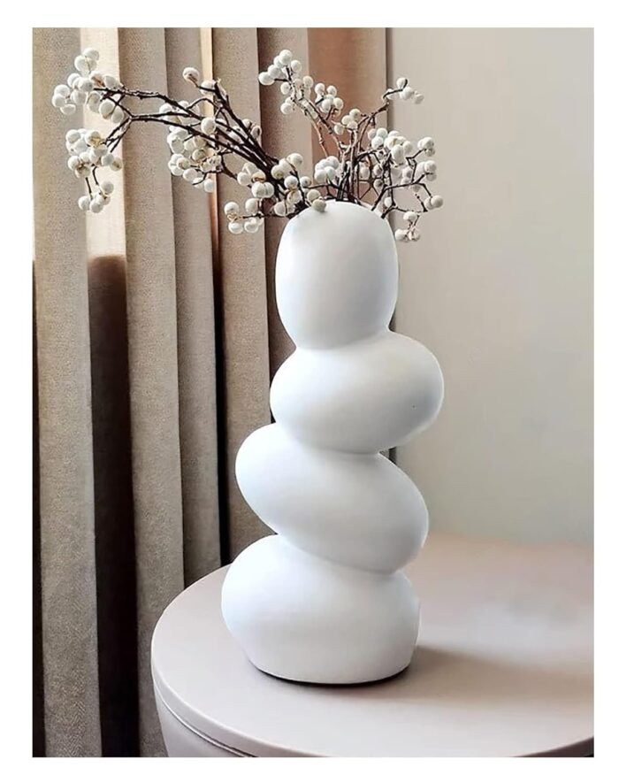 Ceramic Pebble Vase, Decorative Ceramic Vase for Flowers, Pampas Grass Vase, Vase for Money Plant Live Plants for Home, Office,Gifts- (Pebble Vase, - Image 3