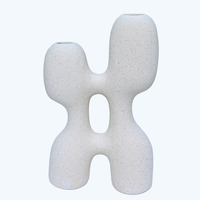 Modern Abstract Ceramic Vase – Dual Opening Minimalist Sculptural Decor for Pampas Grass or Dried Flowers - Image 2