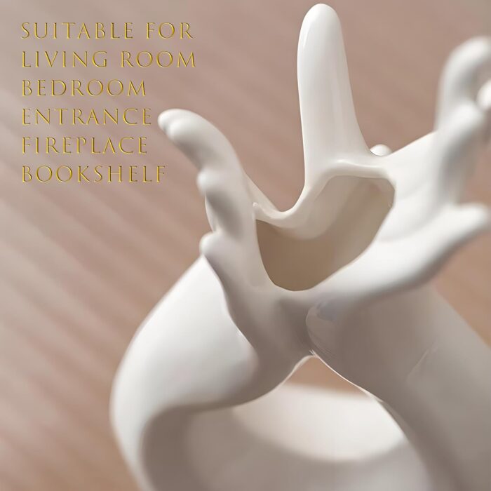 Elegant White Ceramic Hand Sculpture Vase – Modern Abstract Art Decor for Living Room, Office, or Entryway – High-Quality Handmade Centerpiece - Image 3