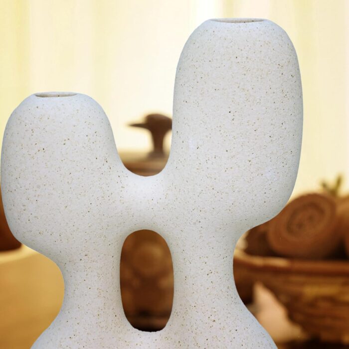 Modern Abstract Ceramic Vase – Dual Opening Minimalist Sculptural Decor for Pampas Grass or Dried Flowers - Image 5