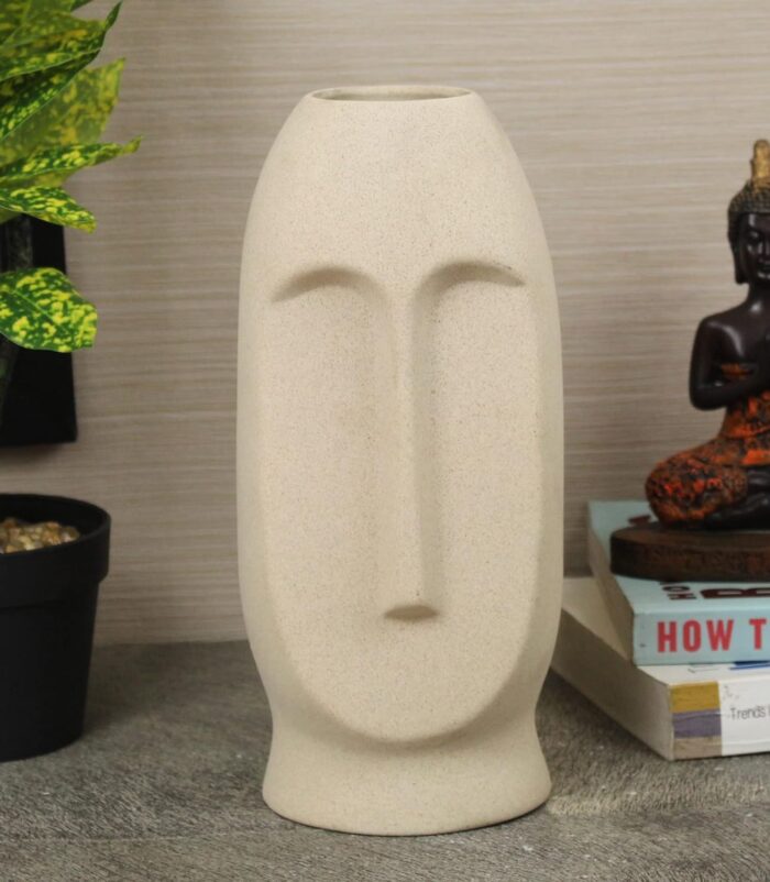 Ceramic Abstract Face Vase, Showpiece Plant Container Decorative, Ceramic Vases Planter Flower Pot Face, - Image 4