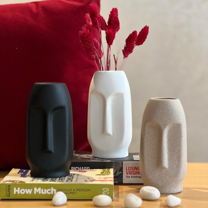 Ceramic Abstract Face Vase, Showpiece Plant Container Decorative, Ceramic Vases Planter Flower Pot Face, - Image 5