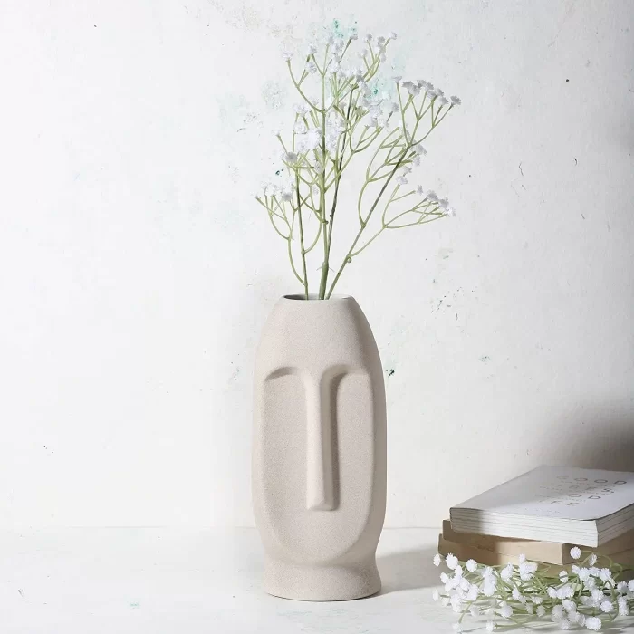 Ceramic Abstract Face Vase, Showpiece Plant Container Decorative, Ceramic Vases Planter Flower Pot Face, - Image 7