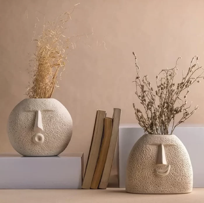 Ceramic Face Vases, Famous Vase Of Flowers, Blowing Kiss Face Vase, Centerpieces | Kitchen | Office or Living Room - Image 2