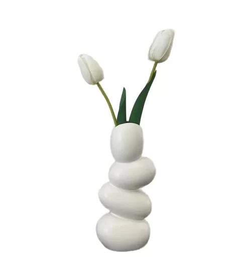 Ceramic Pebble Vase, Decorative Ceramic Vase for Flowers, Pampas Grass Vase, Vase for Money Plant Live Plants for Home, Office,Gifts- (Pebble Vase,