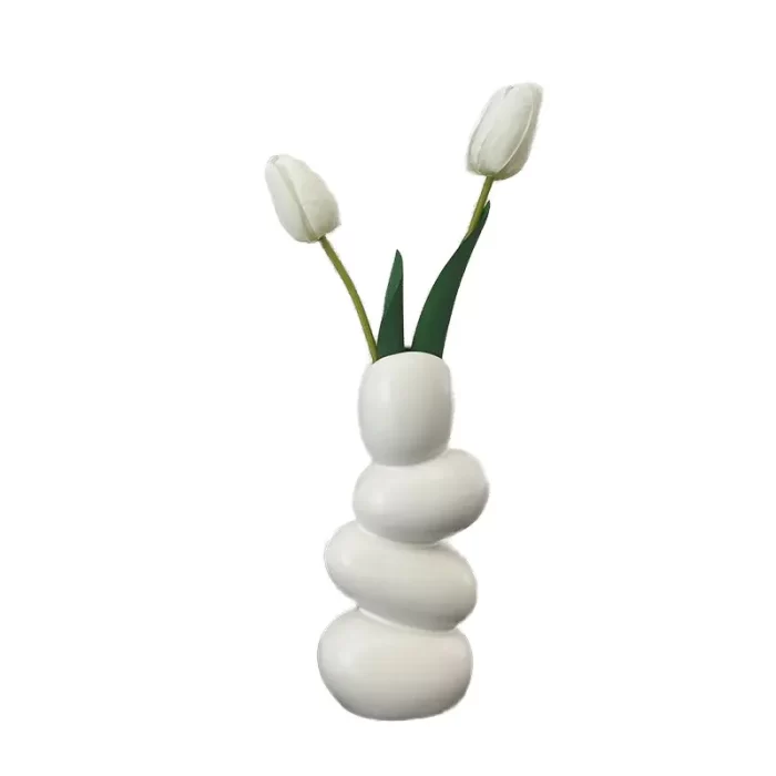 Ceramic Pebble Vase, Decorative Ceramic Vase for Flowers, Pampas Grass Vase, Vase for Money Plant Live Plants for Home, Office,Gifts- (Pebble Vase,