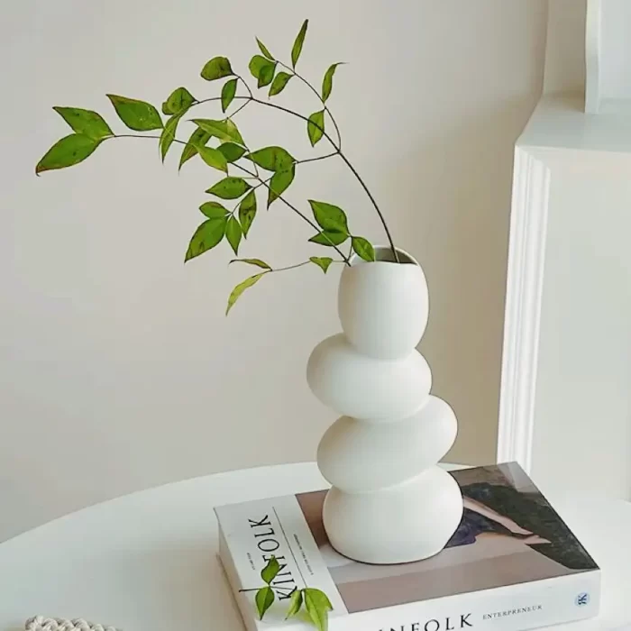 Ceramic Pebble Vase, Decorative Ceramic Vase for Flowers, Pampas Grass Vase, Vase for Money Plant Live Plants for Home, Office,Gifts- (Pebble Vase, - Image 5