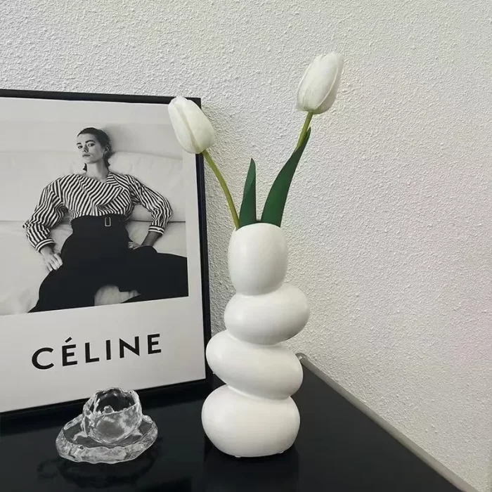 Ceramic Pebble Vase, Decorative Ceramic Vase for Flowers, Pampas Grass Vase, Vase for Money Plant Live Plants for Home, Office,Gifts- (Pebble Vase, - Image 4
