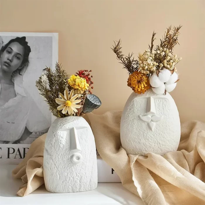 Ceramic Face Vases, Famous Vase Of Flowers, Blowing Kiss Face Vase, Centerpieces | Kitchen | Office or Living Room - Image 9