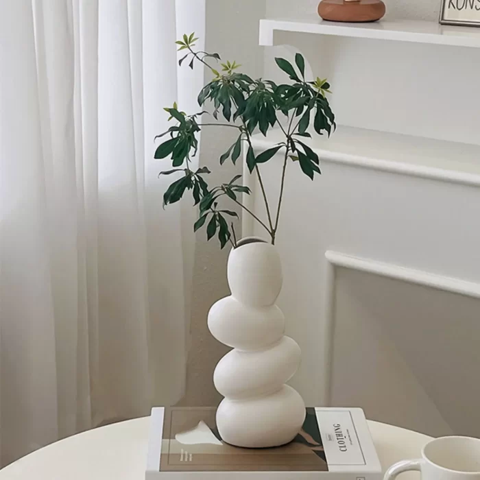 Ceramic Pebble Vase, Decorative Ceramic Vase for Flowers, Pampas Grass Vase, Vase for Money Plant Live Plants for Home, Office,Gifts- (Pebble Vase, - Image 7