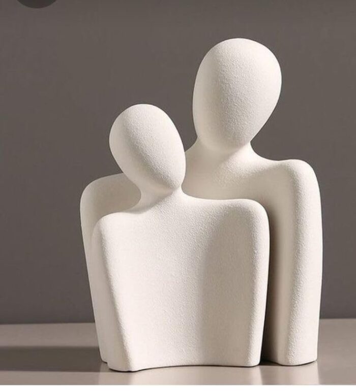 Romantic Couple Ceramic Sculpture – Abstract Modern Love Statue for Home, Office, Wedding or Anniversary Gift - Image 2
