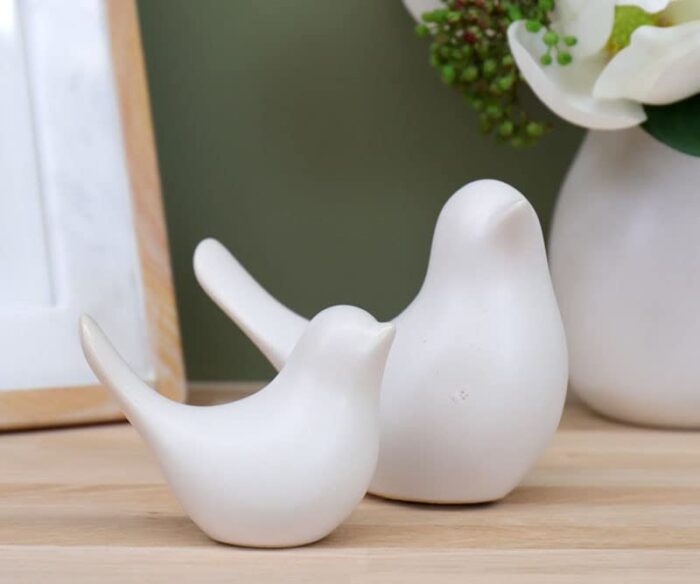 Ceramic Bird Figurine Set – Glossy Decorative Love Bird Statues for Home Decor, Tabletop, Office & Shelf Display (Pack of 2, Black & Grey / White) - Image 9