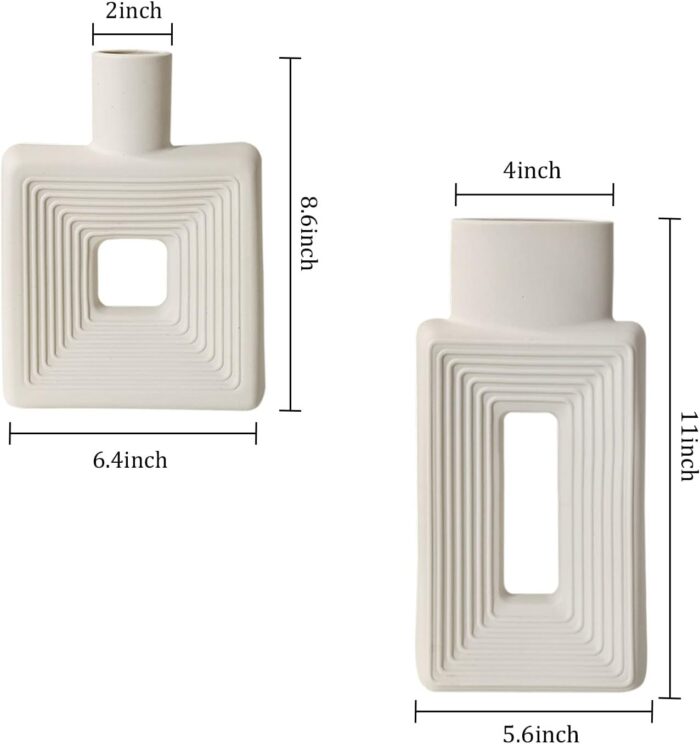 Modern Square Hollow Ceramic Vase – Minimalist Nordic Boho Style for Living Room, Shelf, Table, and Wedding Decor - Image 5