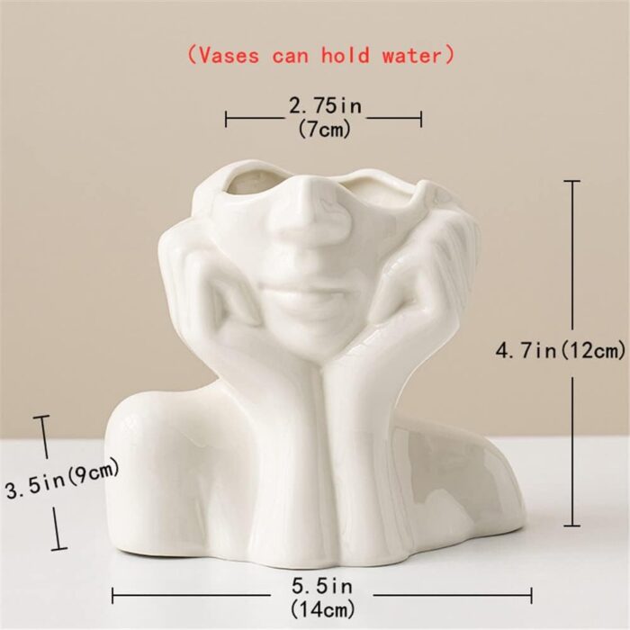 Ceramic Female Lady Face Vases, Home Decor Items, Flower Vastu Pampas Grass Premium Luxury Vases, Decoration Table Gift - Image 6