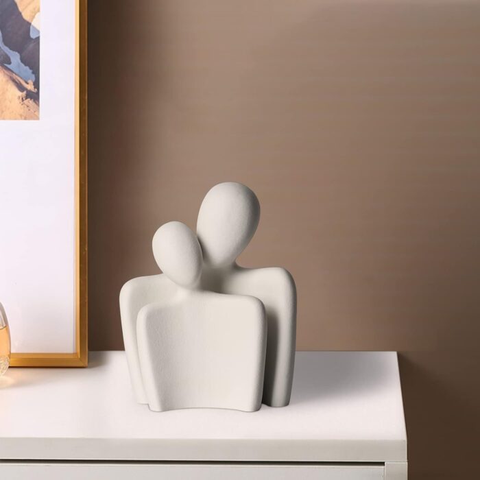 Romantic Couple Ceramic Sculpture – Abstract Modern Love Statue for Home, Office, Wedding or Anniversary Gift - Image 6