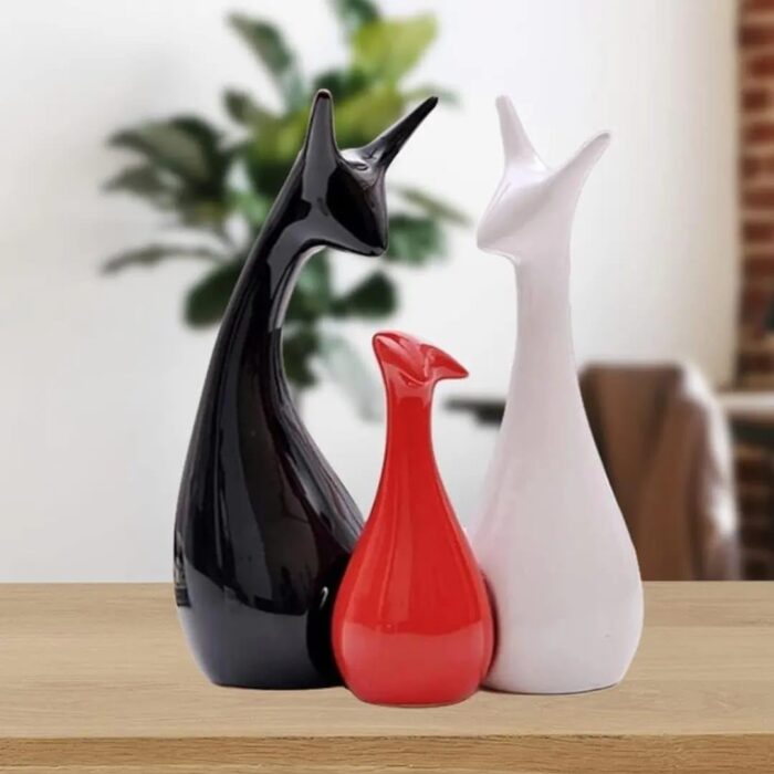 Ceramic Deer Family Figurines – Modern Minimalist Decorative Set of 3 Sculptures for Home & Office Tabletop Decor - Image 9