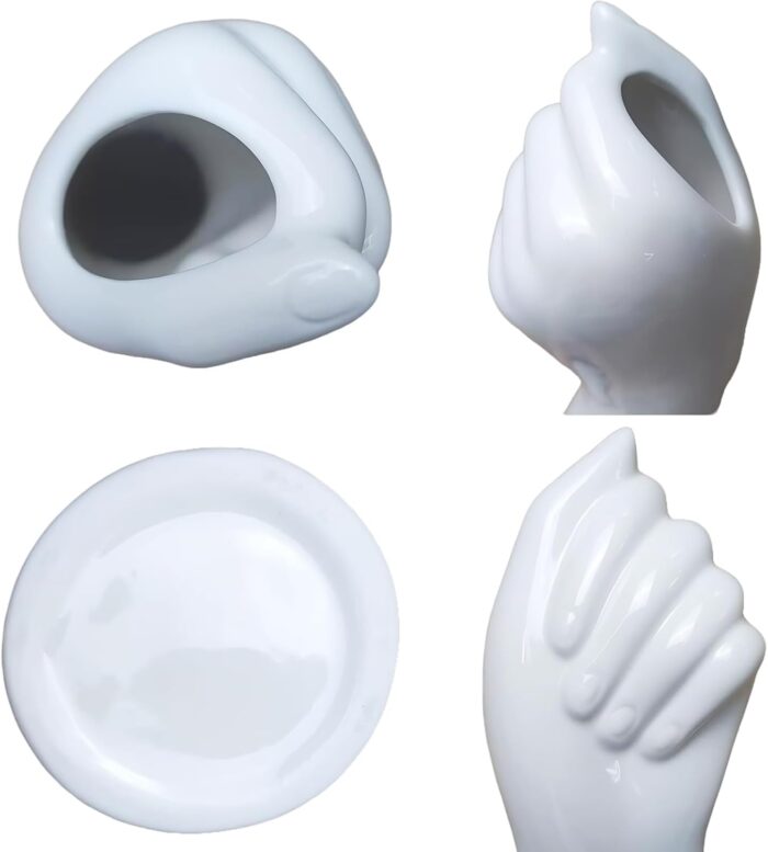 White Ceramic Hand Vase – Modern Art Hand-Shaped Bud Vase for Dried Flowers & Tabletop Decor - Image 8