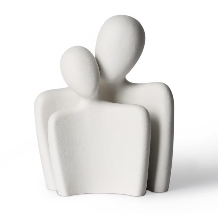 Romantic Couple Ceramic Sculpture – Abstract Modern Love Statue for Home, Office, Wedding or Anniversary Gift - Image 3