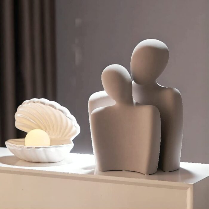 Romantic Couple Ceramic Sculpture – Abstract Modern Love Statue for Home, Office, Wedding or Anniversary Gift - Image 4