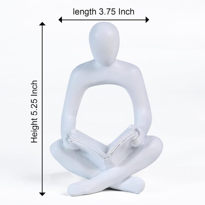 Modern Abstract Thinker Statue with Book – White Ceramic Figurine for Office Desk, Bookshelf, or Study Decor - Image 4