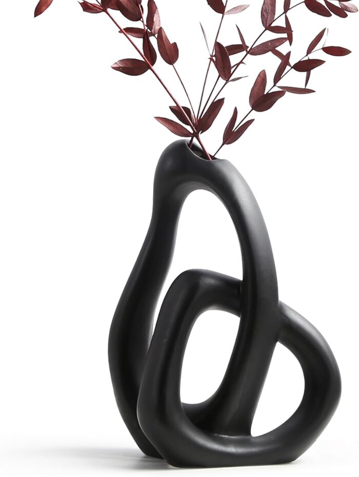 Modern Abstract Heart-Shaped Ceramic Vase Set – Nordic Minimalist Black & White Vases for Pampas Grass, Table & Home Decor - Image 12