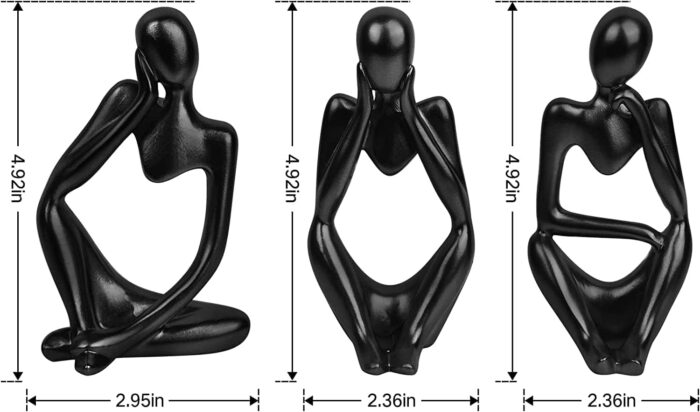 Abstract Thinker Statue Set of 3 – Modern Minimalist Resin Sculptures for Home, Office, and Desk Decor - Image 6