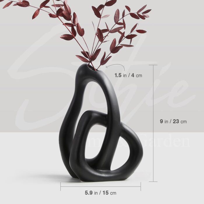 Modern Abstract Heart-Shaped Ceramic Vase Set – Nordic Minimalist Black & White Vases for Pampas Grass, Table & Home Decor - Image 10
