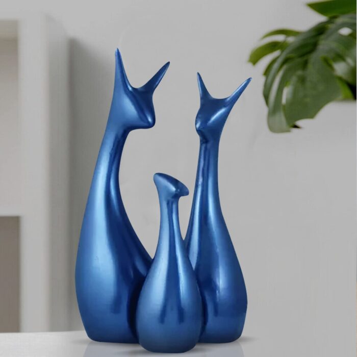 Ceramic Deer Family Figurines – Modern Minimalist Decorative Set of 3 Sculptures for Home & Office Tabletop Decor - Image 2