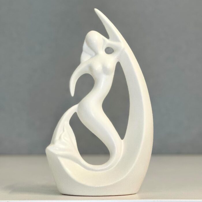 Elegant Mermaid Ceramic Statue for Home Decor | Abstract Figurine for Living Room, Shelf & Tabletop - Image 4