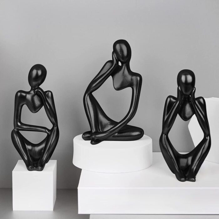 Abstract Thinker Statue Set of 3 – Modern Minimalist Resin Sculptures for Home, Office, and Desk Decor - Image 5