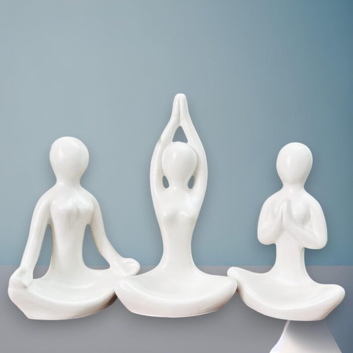 Yoga Girl Ceramic Figurines Set of 3 – Abstract White Sculptures for Home, Office, Meditation Room & Gift Décor - Image 4