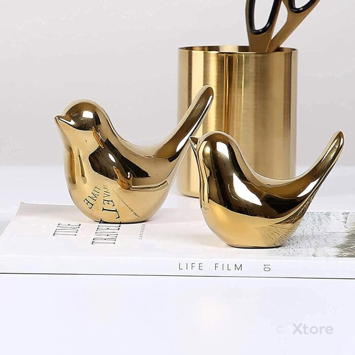 Ceramic Bird Figurine Set – Glossy Decorative Love Bird Statues for Home Decor, Tabletop, Office & Shelf Display (Pack of 2, Black & Grey / White) - Image 6