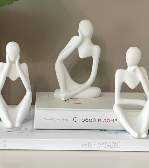 Abstract Thinker Statue Set of 3 – Modern Minimalist Resin Sculptures for Home, Office, and Desk Decor