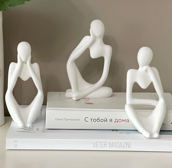 Abstract Thinker Statue Set of 3 – Modern Minimalist Resin Sculptures for Home, Office, and Desk Decor