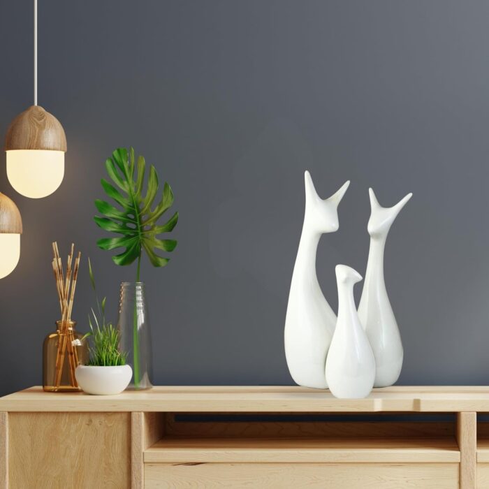 Ceramic Deer Family Figurines – Modern Minimalist Decorative Set of 3 Sculptures for Home & Office Tabletop Decor - Image 8