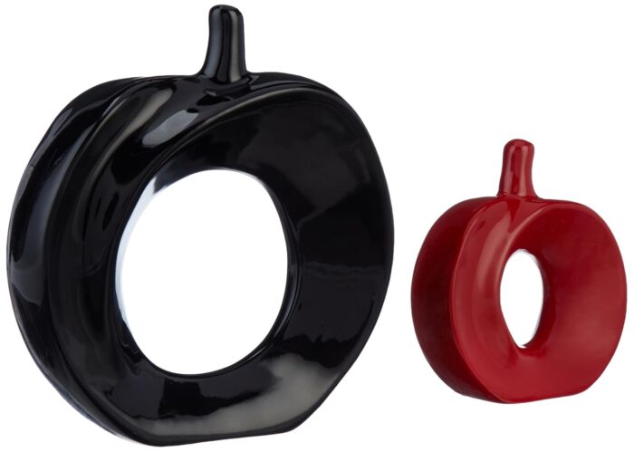 Apple-Shaped Ceramic Showpiece Set – Decorative Black & Red Apple Ornaments for Tabletop, Shelf & Home Decor (Pack of 2) - Image 7