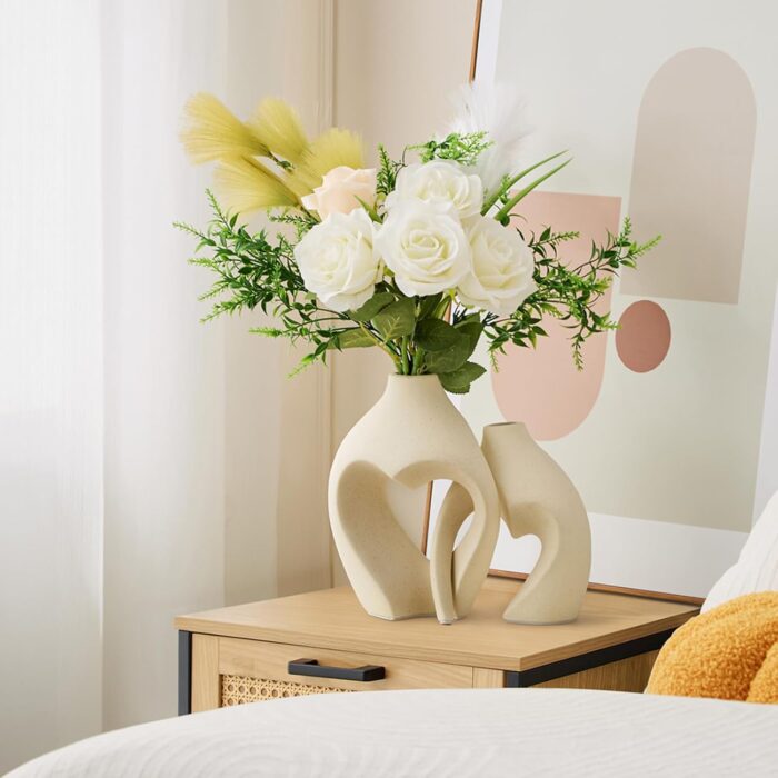Heart-Shaped Ceramic Vase Set of 2 – Modern Nordic Decorative Vases for Home, Wedding, Table, and Office Centerpieces - Image 6