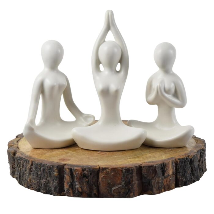 Yoga Girl Ceramic Figurines Set of 3 – Abstract White Sculptures for Home, Office, Meditation Room & Gift Décor - Image 2