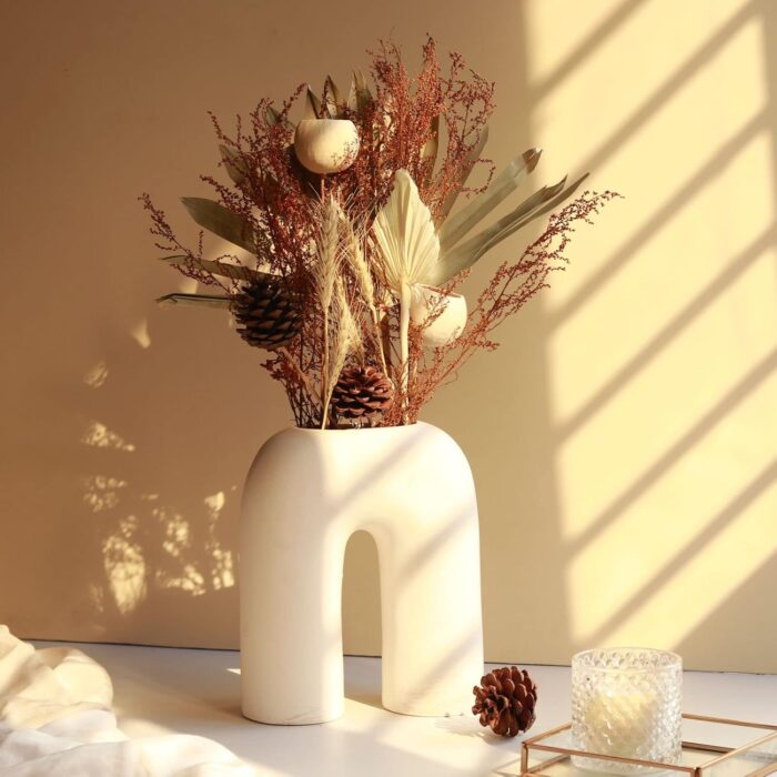 Modern U-Shaped Ceramic Vase – Nordic Arched Minimalist White Porcelain Flower Vase for Table, Shelf & Home Decor - Image 5