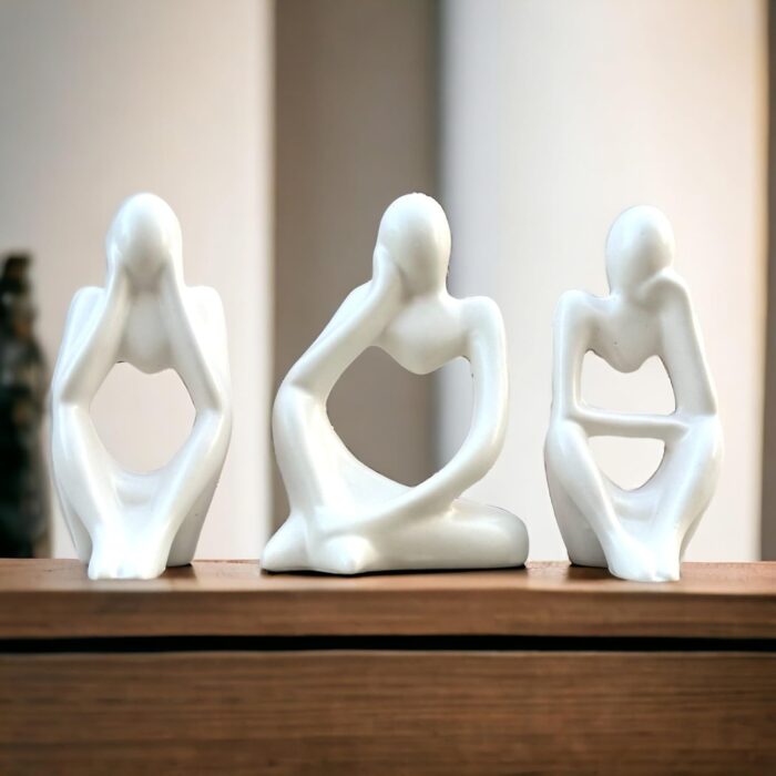 Abstract Thinker Statue Set of 3 – Modern Minimalist Resin Sculptures for Home, Office, and Desk Decor - Image 4